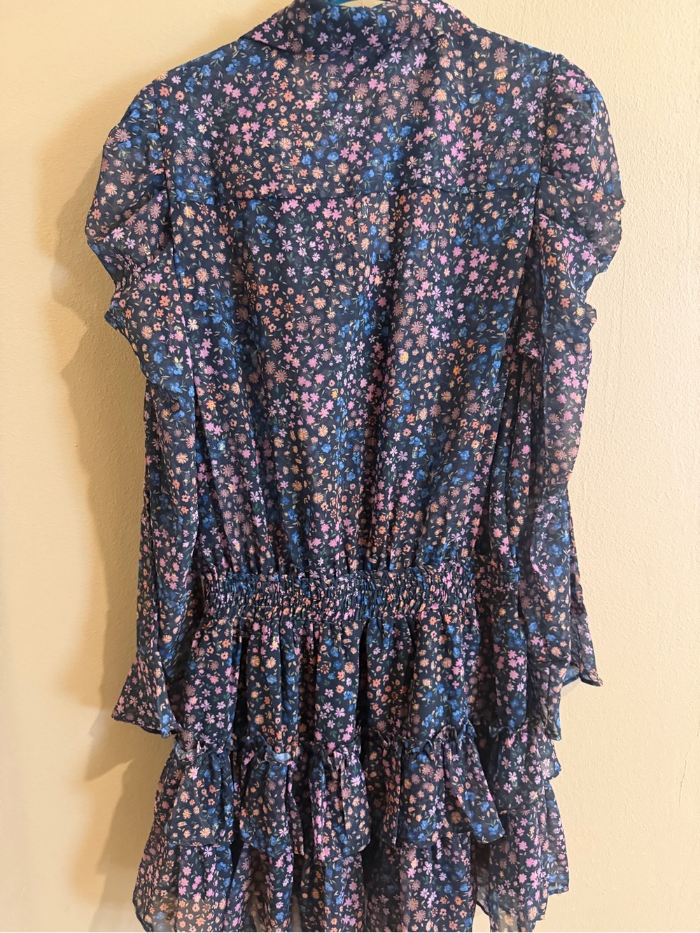 black Floral Ruffle Button-Front Women's Top - Picture 4 of 5